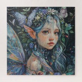 Schöne junge Fairy mit Schmetterlingen Puzzle