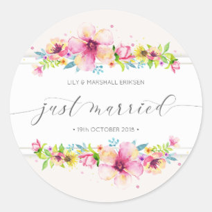 Schöne Just Married Wedding   Siegel Runder Aufkleber