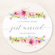 Schöne Just Married Wedding | Untersetzer Papier