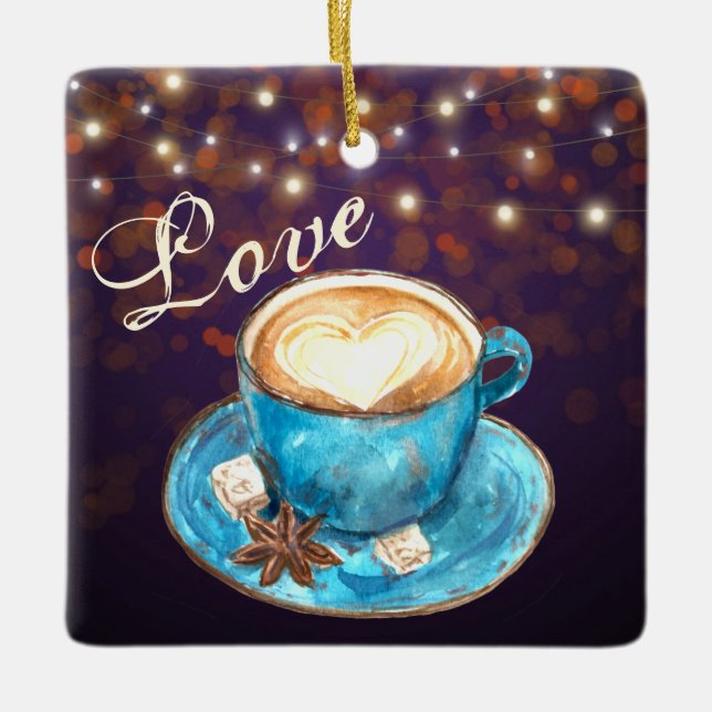 Schöne Kaffee-Liebe Saison Latte Christmas Keramikornament (Vorderseite)