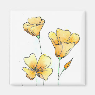 Schöne kalifornische Aquarell-Mohnblumen Magnet