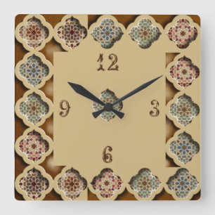 Schöne Kaligraphie Quadratische Wanduhr