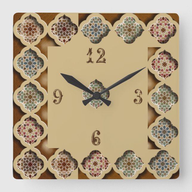 Schöne Kaligraphie Quadratische Wanduhr (Vorderseite)