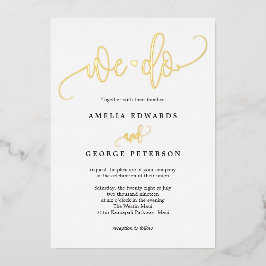 Schöne Kalligrafie Real Foil Hochzeit Einladung