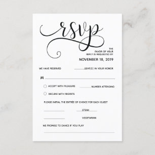 Schöne Kalligrafie-RSVP-Beilagekarte Begleitkarte