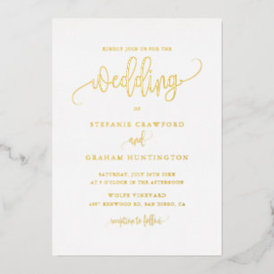 Schöne Kalligrafie-Schrift Minimalistische Hochzei Folieneinladung