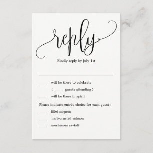 Schöne kalligraphische Hochzeit RSVP mit Menüoptio Einladung