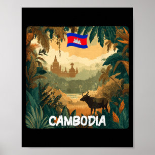 Schöne kambodschanische Naturansicht für Kuh und R Poster