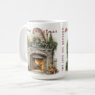 Schöne Kamin-Weihnachtskerzen-Stechpalmenkranz Kaffeetasse