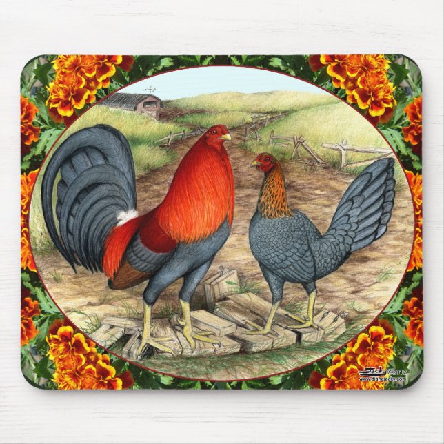 Schöne Kampfhühner Mousepad (Vorne)