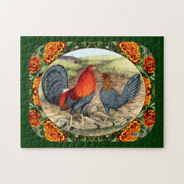 Schöne Kampfhühner Puzzle (Horizontal)