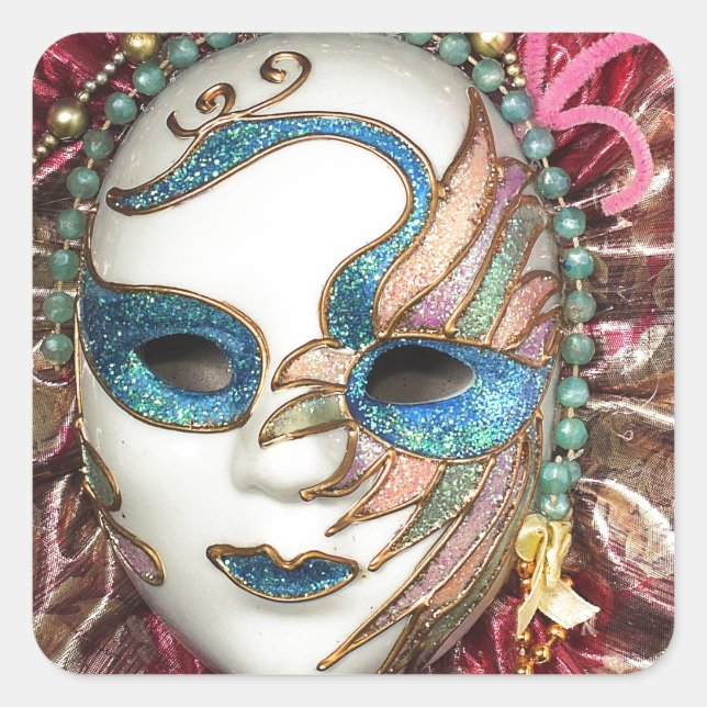 Schöne Karnevalsmaske Quadratischer Aufkleber (Vorderseite)