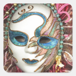 Schöne Karnevalsmaske Quadratischer Aufkleber