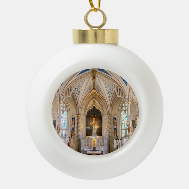 Schöne Kathedrale   Keramik Kugel-Ornament (Vorderseite)