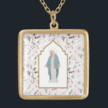 Schöne katholische gesegnete Mutter, floral Vergoldete Kette<br><div class="desc">Mit einer eleganten Aquarellblüte und gesegneter Mutter gestalten diese Halsketten perfekt für Mädchen und Frauen,  die sich Maria verpflichtet fühlen. Finden Sie passende Artikel in meinem Shop.</div>