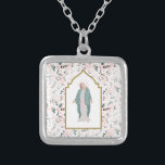 Schöne katholische gesegnete Mutter, floral Versilberte Kette<br><div class="desc">Mit einer eleganten Aquarellblüte und gesegneter Mutter gestalten diese Halsketten perfekt für Mädchen und Frauen,  die sich Maria verpflichtet fühlen. Finden Sie passende Artikel in meinem Shop.</div>