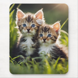 Schöne Kätzchen im Gras Mousepad