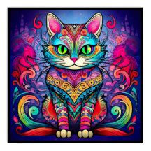 Schöne Katze mit Mandala Design Poster