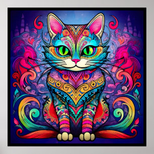 Schöne Katze mit Mandala Design Poster