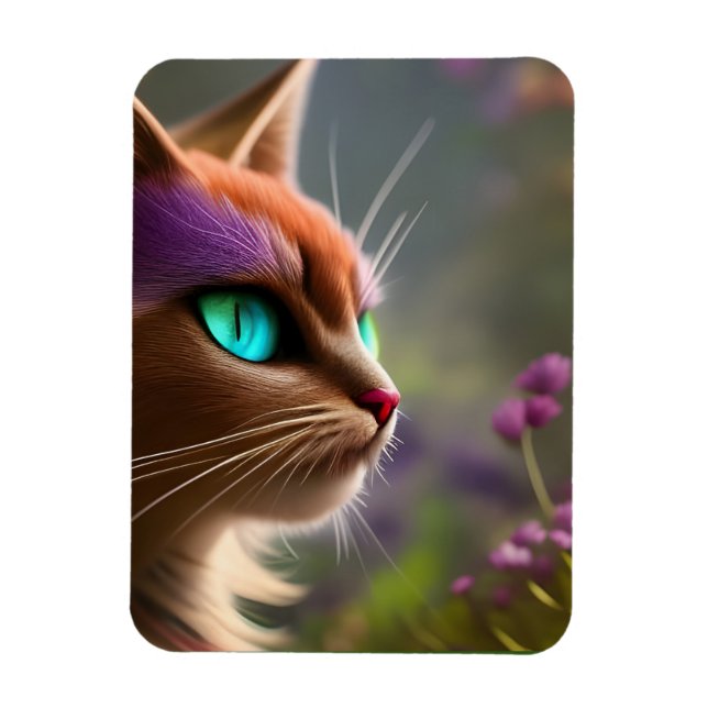 Schöne Katze, türkisfarbene Augen Magnet (Vertikal)