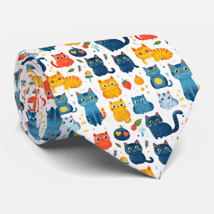 Schöne Kawaii Katzen, spielen mit weißem Spielzeug Krawatte
