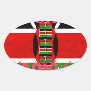 Schöne Kenya Flag Tuko Pamoja Inspiration Ovaler Aufkleber