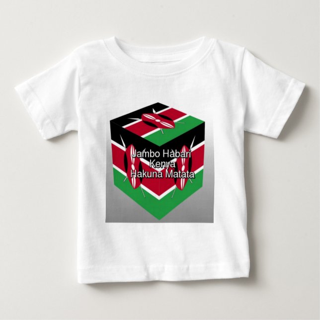 Schöne Kenyan Flag Cube mit Gruß Baby T-shirt (Vorderseite)