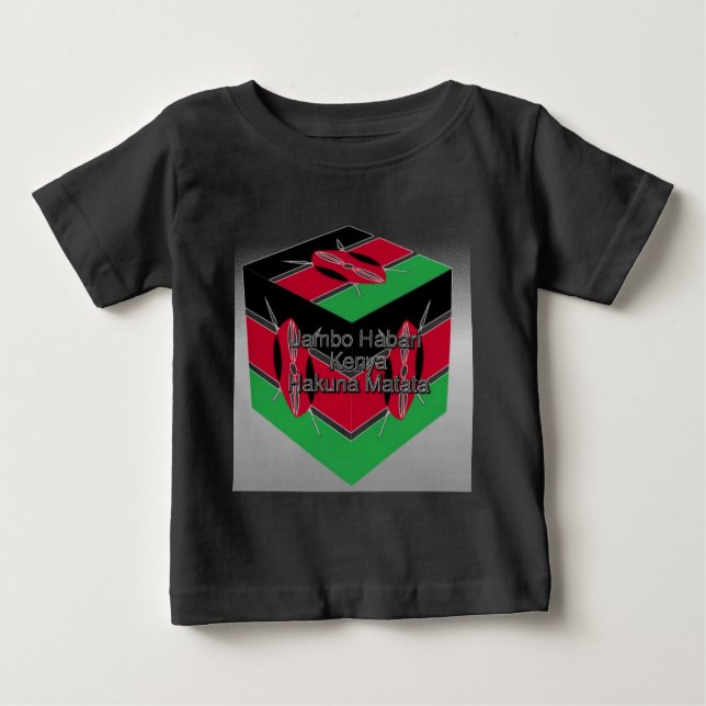 Schöne Kenyan Flag Cube mit Gruß Baby T-shirt (Vorderseite)