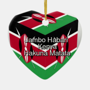 Schöne Kenyan Flag Cube mit Gruß Keramikornament