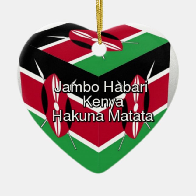 Schöne Kenyan Flag Cube mit Gruß Keramikornament (Vorne)