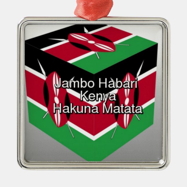Schöne Kenyan Flag Cube mit Gruß Ornament Aus Metall (Vorne)
