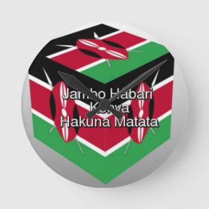 Schöne Kenyan Flag Cube mit Gruß Runde Wanduhr