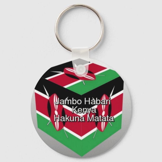 Schöne Kenyan Flag Cube mit Gruß Schlüsselanhänger (Vorderseite)