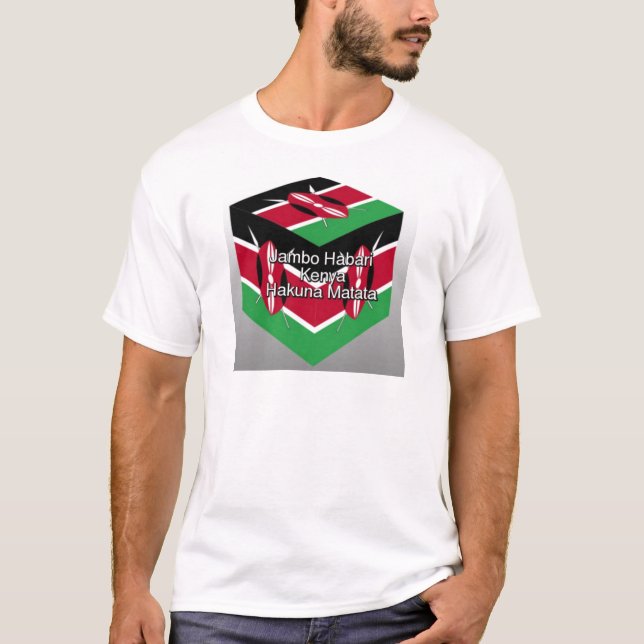 Schöne Kenyan Flag Cube mit Gruß T-Shirt (Vorderseite)