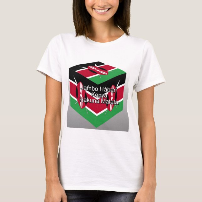 Schöne Kenyan Flag Cube mit Gruß T-Shirt (Vorderseite)