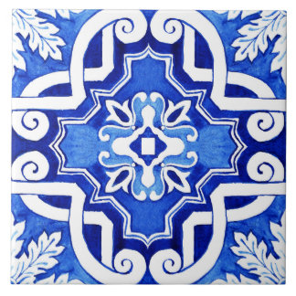 Schöne Keramik mit blauen Farben. Fliese