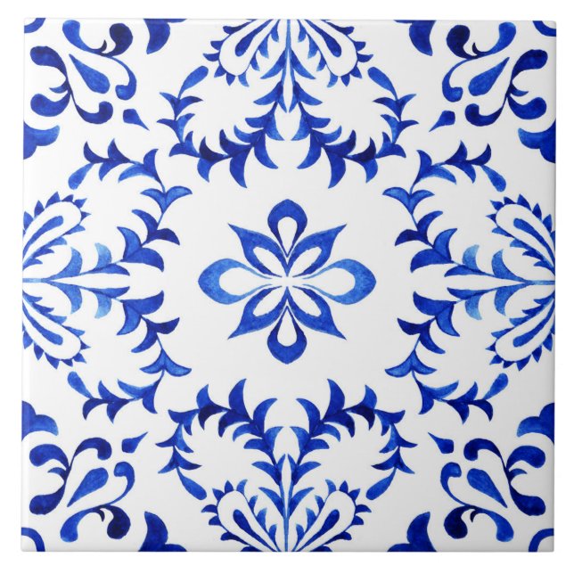 Schöne Keramik Tile Blau und Weiß Azelujo. Fliese (Vorderseite)