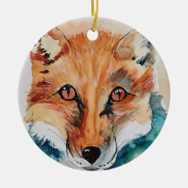 Schöne Keramik Watercolor Fox Keramik Ornament (Vorne)