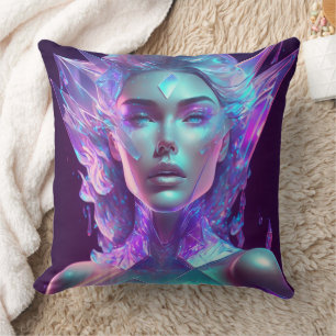 Schöne KI-Kunst Hübsche Vereiste Glasähnliche Frau Kissen