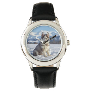 Schöne Kid's Husky Hund Personalisierung Armbanduhr