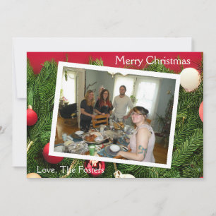 Schöne Kiefernzweige Weihnachtsfoto Feiertagskarte
