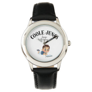 Schöne Kinderuhr - "Coole Jungs lesen Bücher"  Armbanduhr