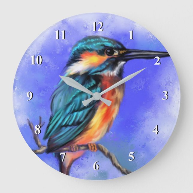 Schöne Kingfisher Bird Painting Uhr (Vorderseite)