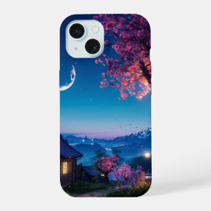 Schöne Kirschblüte in der Nacht iPhone 15 Hülle