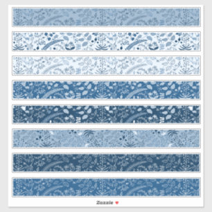 Schöne klassische blaue florale Boho-Muster Aufkleber