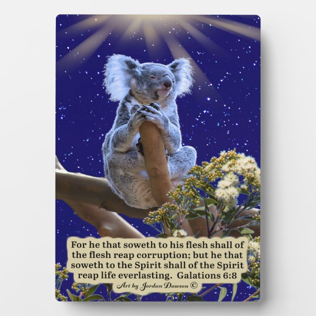 Schöne Koala Scripture Plaque Galatians 6:8 Fotoplatte (Vorderseite)