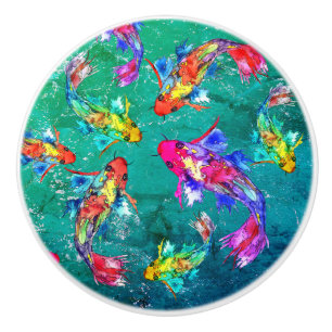 Schöne Koi Fish Pond Knobs and Puls Keramikknauf