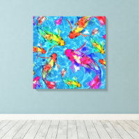 Schöne Koi Fish Pond Wrapped Canvas