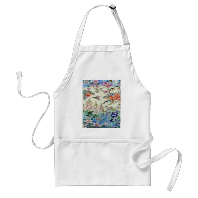 Schöne Kolibri-Blumen-beflecktes Glas-Kunst Schürze (Vorne)