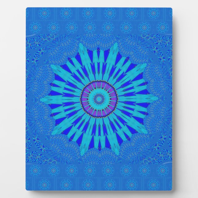 Schöne königsblaue Mandala-Kunst Fotoplatte (Vorderseite)